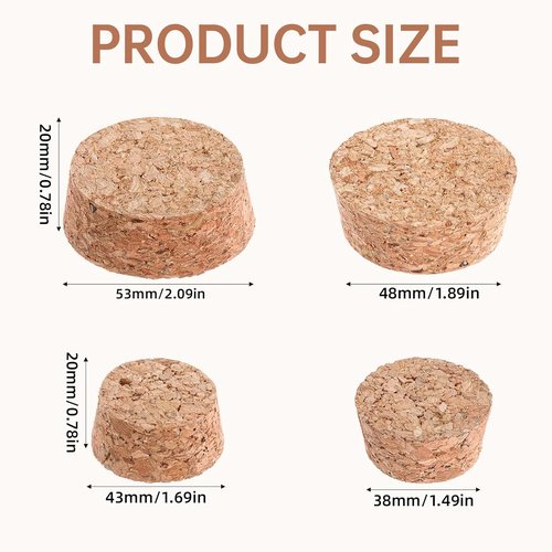 10 Pcs Tapered Cork Plugs, 1.5 to 1.9 Inch Diameter Cork Lids 2 Sizes Large Wooden Stoppers for Bar, Restaurant, Wine and Beer Making Craft, Jars, DIY Crafts, Bottles Ornaments