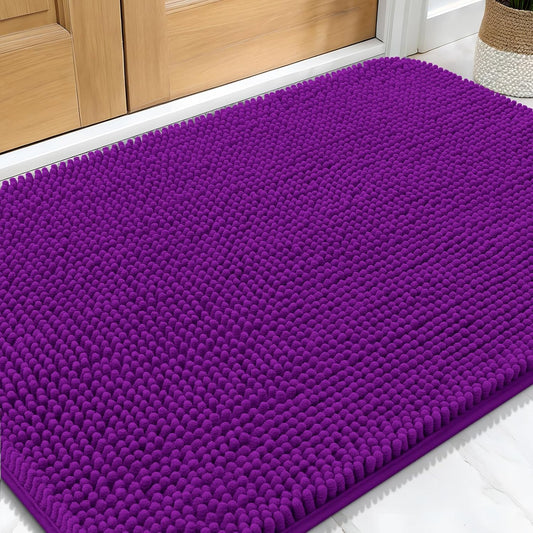 OLANLY Dog Door Mat - Absorbent Non-Slip Washable Doormat for Muddy Paws | 32x20 Inches, Purple