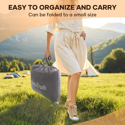 InnoTruth Queen Air Mattress with Built-in Pump, 13" Raised Comfort, Durable Inflatable Bed for Home & Guests, Easy Setup, Ideal for Travel & Camping, Dark Gray