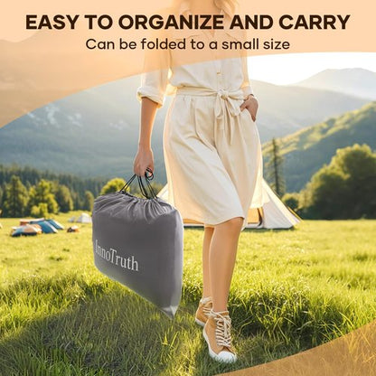 InnoTruth Queen Air Mattress with Built-in Pump, 13" Raised Comfort, Durable Inflatable Bed for Home & Guests, Easy Setup, Ideal for Travel & Camping, Dark Gray