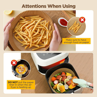 Skiennix Air Fryer Liners - 100pcs Non-Stick Parchment Paper for 5-8 Qt Air Fryers | 8 Inch Round
