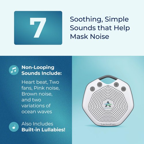 Adaptive Sound Technologies LectroFan Alpha Portable Sleep Sound Machine - Rechargeable White Noise Machine for Crib, Stroller, Car Seat & More - 7 Non-Looping Sounds - for Travel, Bedroom, Nursery