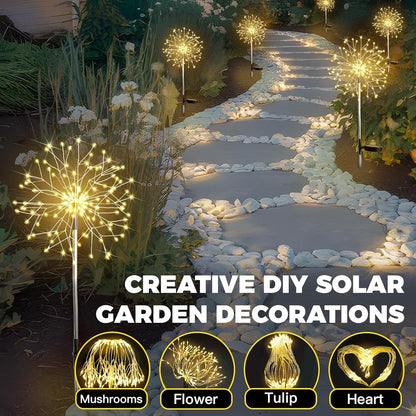 Suddus Solar Garden Lights - Waterproof 150LED Firework Fairy Lights for Outdoor Decor | 2-Pack Warm White