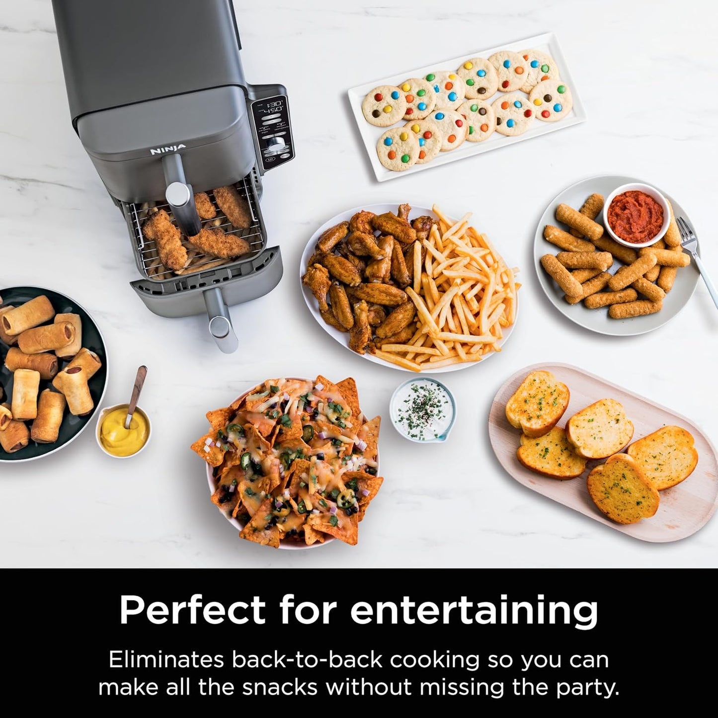 Ninja Air Fryer - 10QT Double Stack XL 2-Basket | Cooks Whole Chicken & Feeds 8 People - Grey SL401