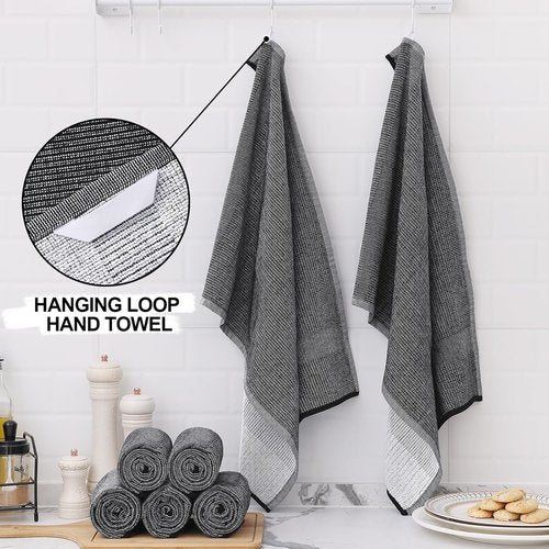 Homaxy Premium Kitchen Towels - Highly Absorbent 380 GSM Cotton Dish Towels | 18”x28”, 6 Pack, Black