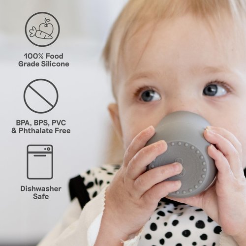 ezpz Tiny Cup (Sage/Olive) - 4 months+ - 100% Silicone Training Cup for Infants - Designed by a Pediatric Feeding Specialist - Baby-Led Weaning Essentials & Baby Gifts