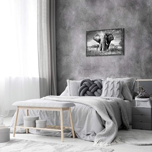 Elephant Picture Wooden Wall Art: African Wild Animals Artwork Framed Painting Print for Living Room (36''W x 24''H,Multi-Sized)