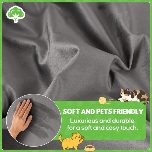 Loiion Velvet Sofa Cover, Ultra Soft Waterproof Non-Slip Couch Cover for Pets, Cat-Scratch Resistant Couch Cover, Pet & Kid Proof Scratch & Hair Resistant Washable Furniture Protector 118"X71" Grey