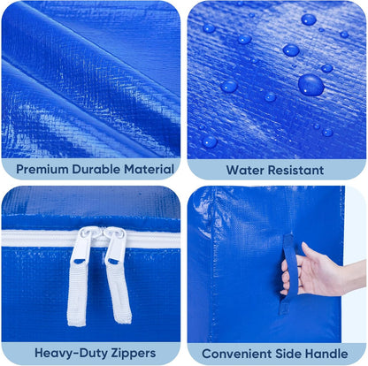 BALEINE Oversized Moving Bags - Heavy-Duty Storage Totes with Reinforced Handles | Royal Blue, 2-Pack