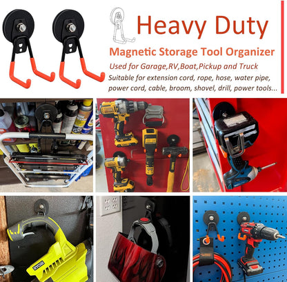 ULIBERMAGNET Heavy Duty Magnetic Garage Hooks - 10 Pack Strong Hooks for Tools & Storage | Orange