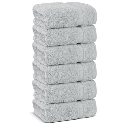 Chakir Turkish Linens | Hotel & Spa Quality 100% Cotton Premium Turkish Towels | Soft & Absorbent (6-Piece Hand Towels, Silver Gray)