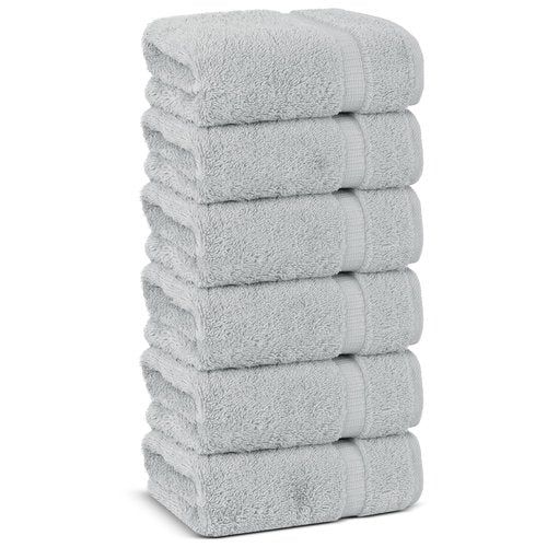 Chakir Turkish Linens | Hotel & Spa Quality 100% Cotton Premium Turkish Towels | Soft & Absorbent (6-Piece Hand Towels, Silver Gray)