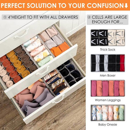 Criusia Sock Organizer - 12 Pack Fabric Drawer Dividers for Underwear, Socks & Accessories | Foldable Storage Bins