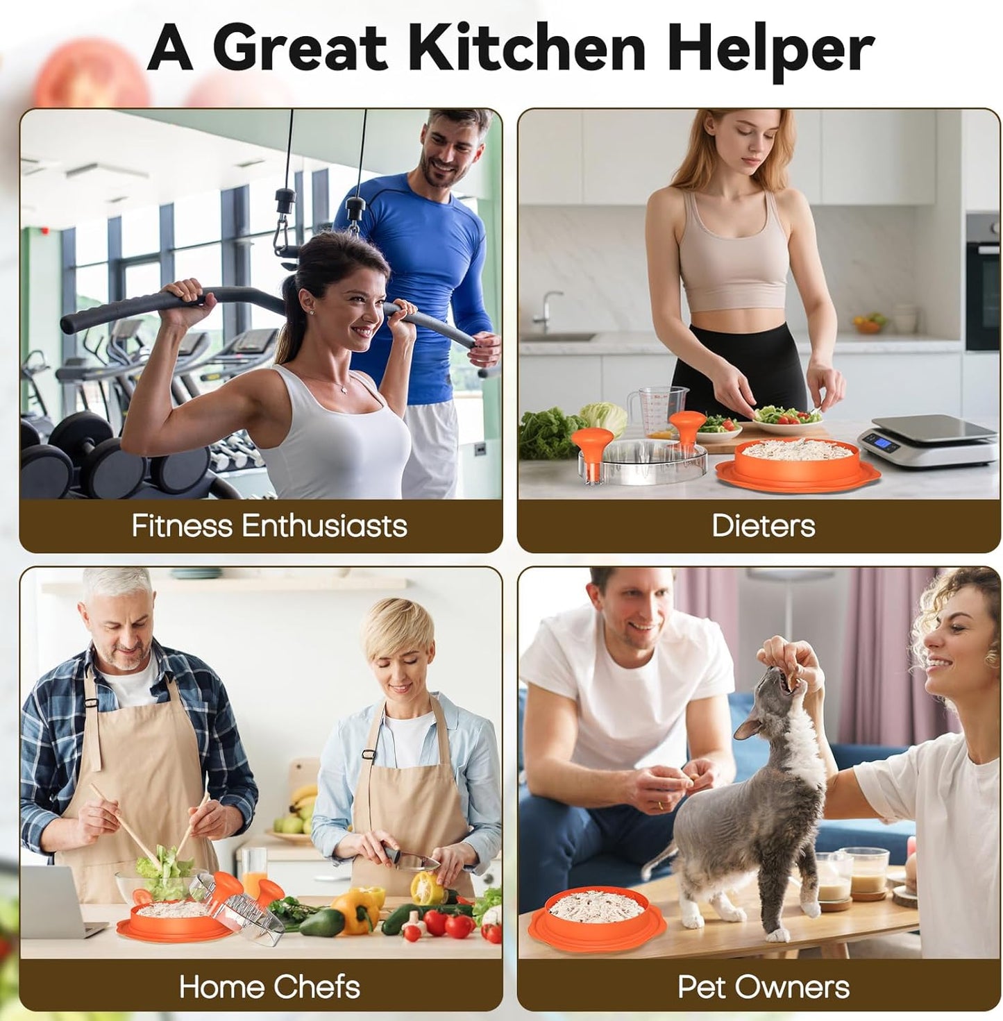 Ukeetap 10" Pro Chicken Shredder Tool - BPA-Free Ergonomic Meat Grinder with Anti-Slip Base | Orange