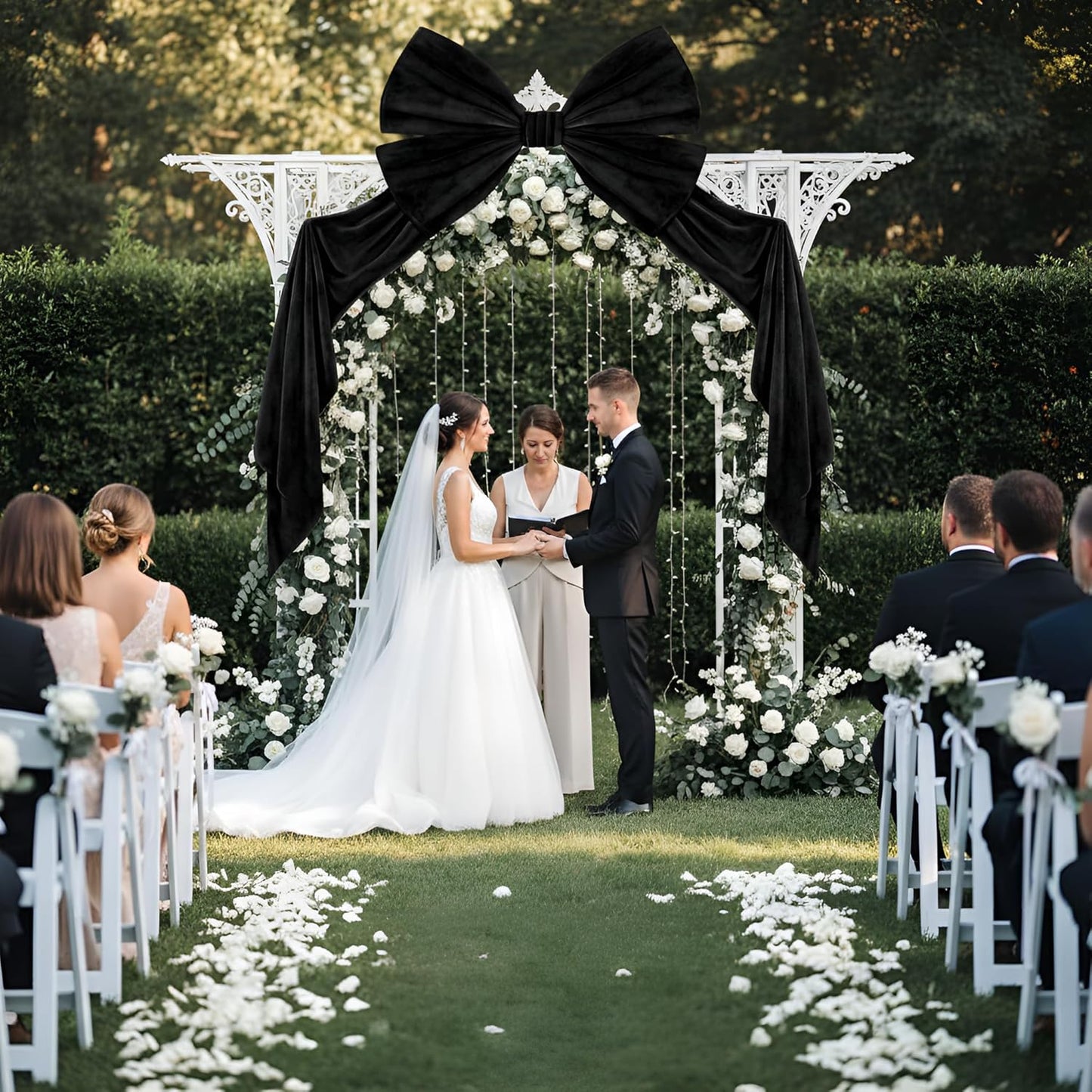 Suncalla Large Black Bows - 40 x 80 Inch Velvet Giant Bow for Wedding & Party Decorations