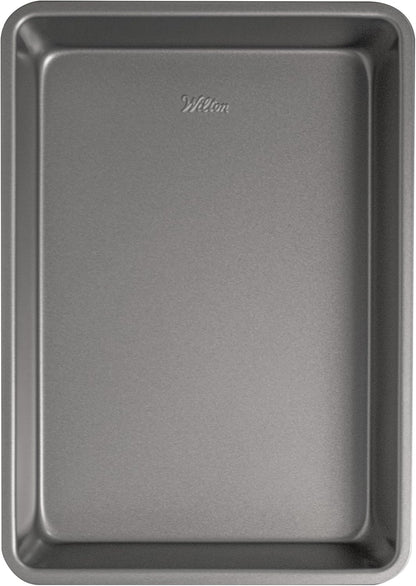 Wilton Silver Non-Stick Oblong Cake Pan - Perfect for Cakes & Lasagna | Durable Steel, 13 x 9 x 2 in