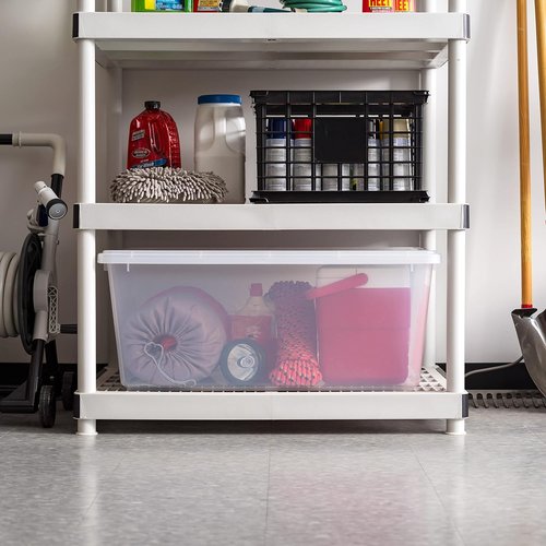 IRIS USA Stackable Plastic Storage Bins - 91 Qt BPA-Free, Durable Lids, 4 Pack, Clear Organizing Solution