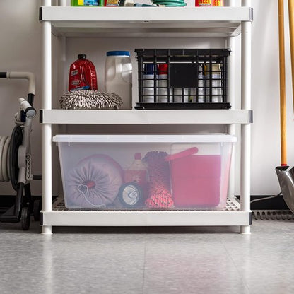 IRIS USA Stackable Plastic Storage Bins - 91 Qt BPA-Free, Durable Lids, 4 Pack, Clear Organizing Solution