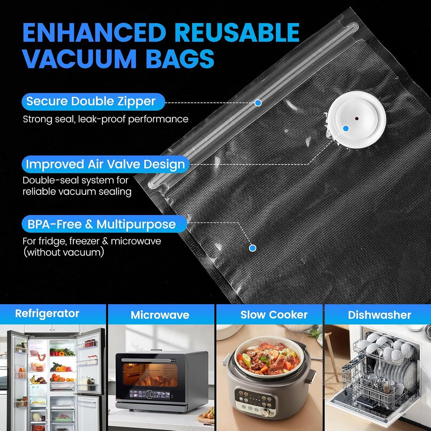 Skiennix Vacuum Sealer - Handheld Food Sealer with Visible Tank & 30 Reusable Bags | Wireless & Portable, White