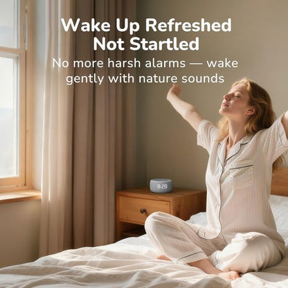 Buffbee Alarm Clock - 2-in-1 Sound Machine with Gentle Wake-Up & Ambient Night Light | Sleep Better