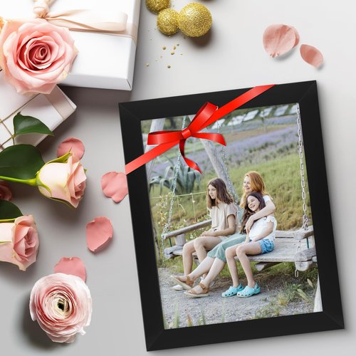Frametory, 8.5x11 Picture Frame - Solid Wood -Black Molding - Tempered Glass Front, Portrait, Wall Gallery Frame (Black, 1 Pack)