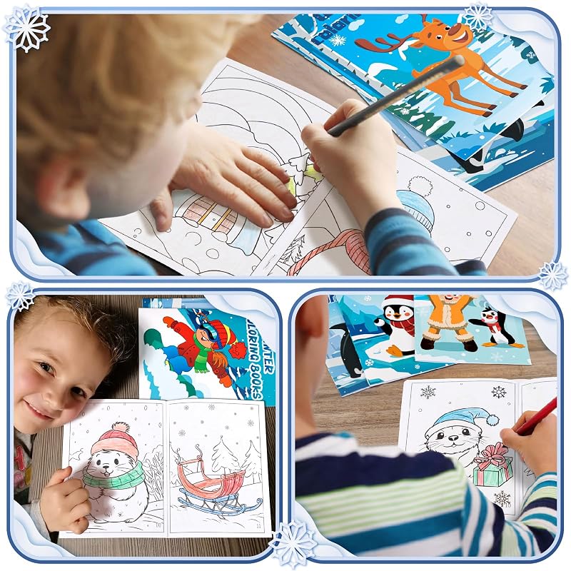 72Pcs Winter Coloring Books for Kids - Christmas Party Favors, 4.92x6.7in, Ages 2-8