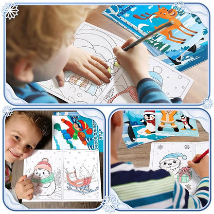 72Pcs Winter Coloring Books for Kids - Christmas Party Favors, 4.92x6.7in, Ages 2-8