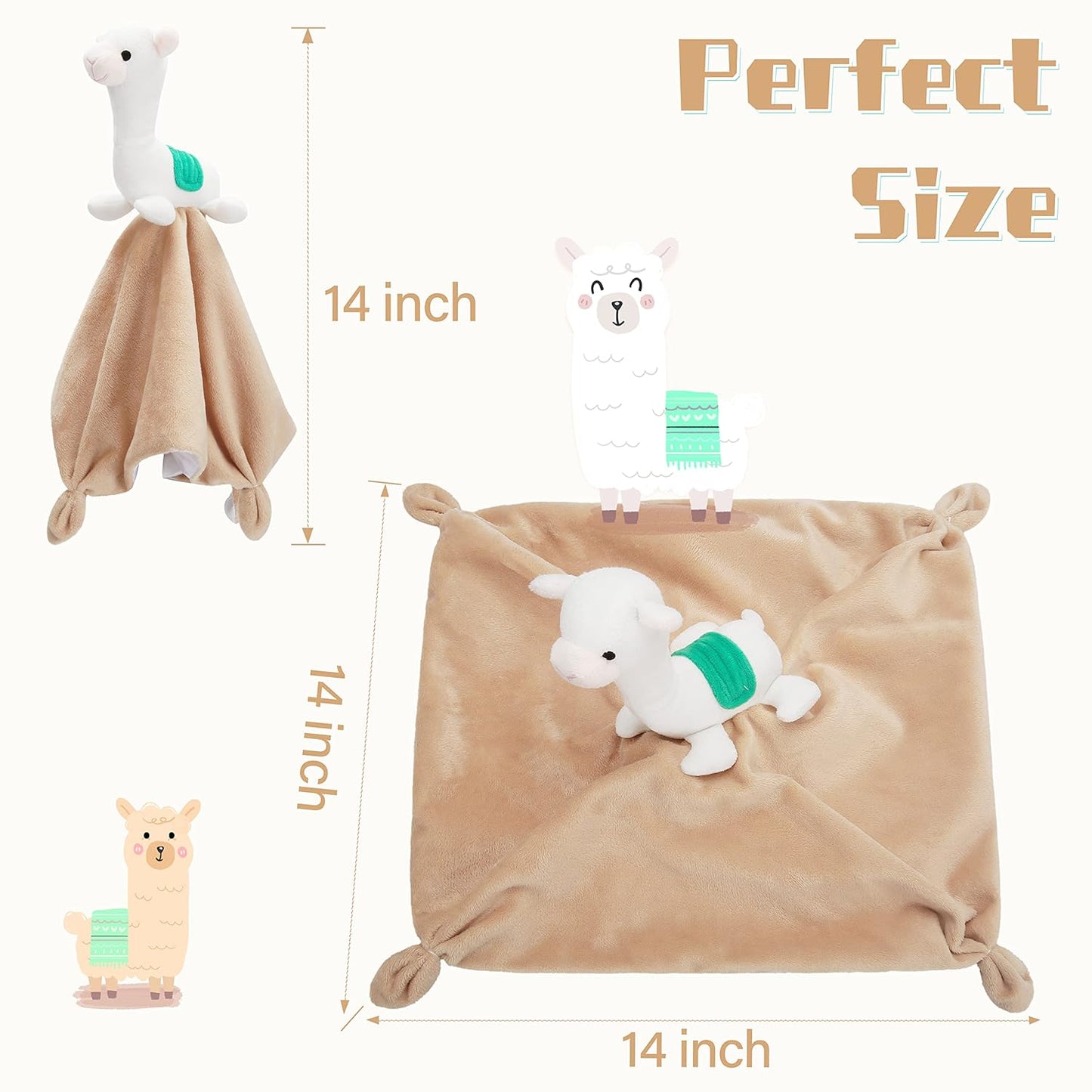 Pro Goleem Llama Security Blanket - Soft Lovey for Babies | 14-Inch Snuggle Toy & Gift