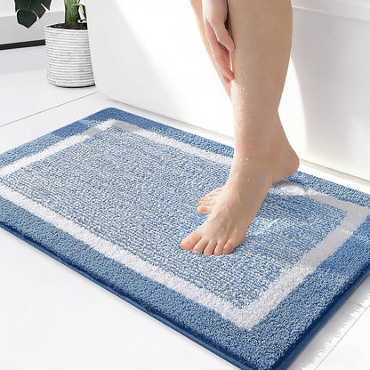 OLANLY Microfiber Bath Mat - Extra Soft, Absorbent & Non-Slip | 24x16 Inches, Quick Dry, Blue