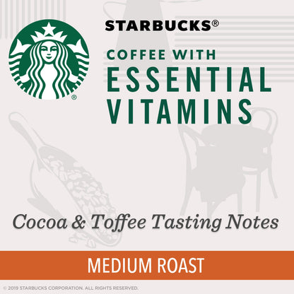 Starbucks Medium Roast K-Cup Coffee Pods with Essential B Vitamins — for Keurig Brewers — 4 boxes (48 pods total)