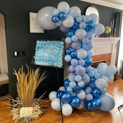 Metallic Blue Balloons - 60Pcs 12-Inch Chrome & Pearl Navy Latex Balloons for Parties