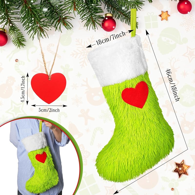 Cozypower 6-Piece Green Christmas Stocking Set – 18 Inch Faux Fur Holiday Stockings (Variation: 6)