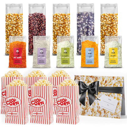 Pop n' Dulge Gourmet Popcorn Gift Set - 16 Pcs with 5 Flavors & Seasonings | Perfect Movie Night Snacks