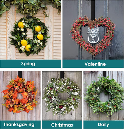 Myfolrena Wreath Hanger - Adjustable Door Hook for 15-24 Inch Wreaths | Holds Up to 20 lbs (Black)
