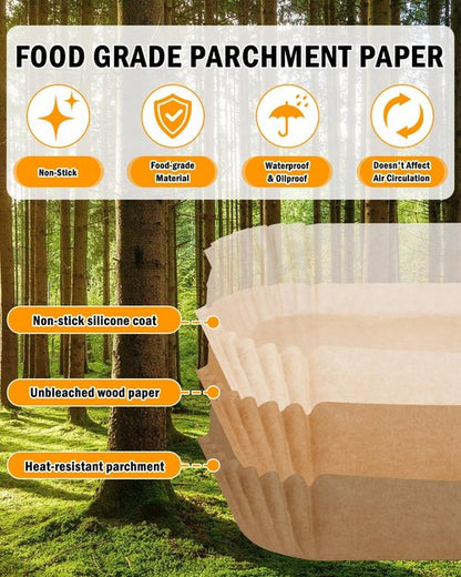 Bella Air Fryer Disposable Paper Liners - 130PC Food-Grade Non-Stick Parchment for Easy Cleanup | Rectangle Size