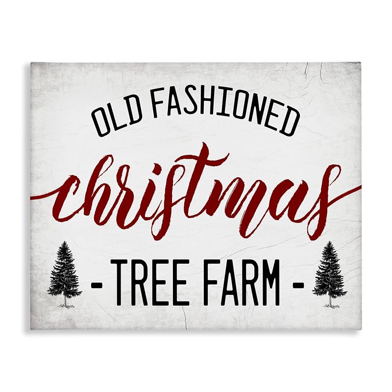 Red Wrapped Canvas 40" x 30" Rustic Christmas Tree Farm Wall Art
