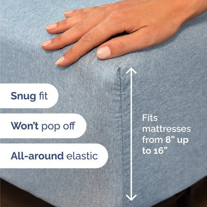 Twin Size 3 Piece Sheet Set - Comfy Breathable & Cooling Bed Sheets Set - Hotel Luxury Bedding for Women, Men, Kids, Teens, Boys & Girls - Deep Pockets, Soft & Wrinkle Free - Blue (Heathered Sheets)