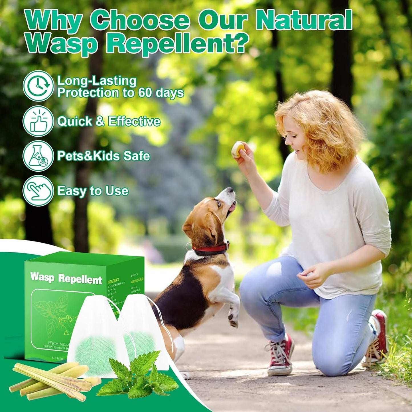 Skiennix Natural Wasp & Bee Repellent - Peppermint Oil Formula | 12 Pack, Safe for Pets & Humans