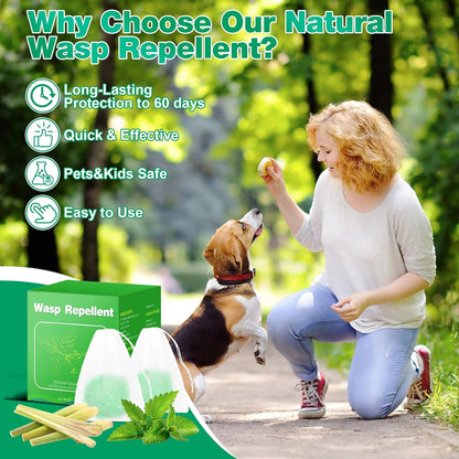 Skiennix Natural Wasp & Bee Repellent - Peppermint Oil Formula | 12 Pack, Safe for Pets & Humans