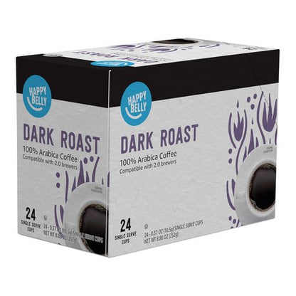 Happy Belly Dark Roast Coffee Pods - Compatible with Keurig 2.0 | 48 Count Pack
