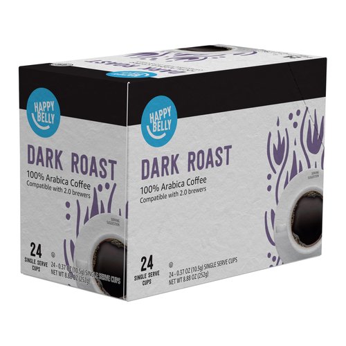 Amazon Brand - Happy Belly Dark Roast Coffee Pods, Compatible with Keurig 2.0 K-Cup Brewers, 24 Count (Pack of 2)