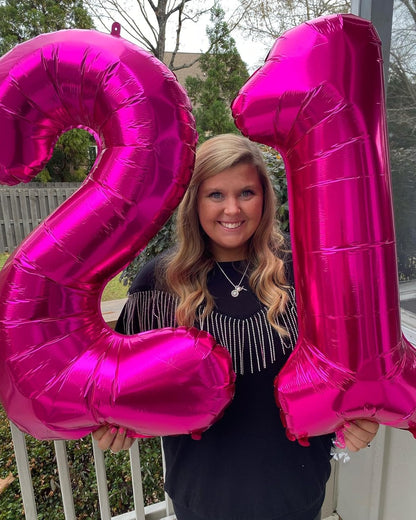 Skiennix Hot Pink Number 14 Balloons - 40 Inch Birthday Decorations for Girls' 14th Party