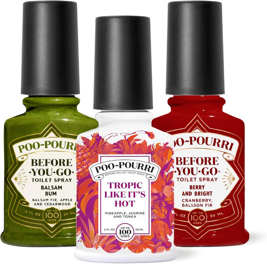 Poo-Pourri Tropic Like It's Hot | Berry & Bright | Balsam Bum 2 Ounce Set - Odor Eliminator