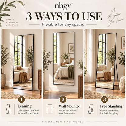 58x20 Full Length Mirror - Freestanding Floor/Wall Mount, Gold Frame