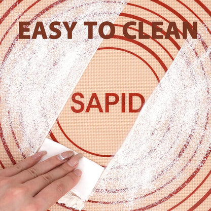 Sapid Extra Thick Silicone Pastry Mat - Non-Slip Baking Mat with Measurements | Extra Large 20" x 28", Red
