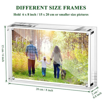 Boxalls 6x8 Inches Acrylic Picture Frames - 5 Pack, Clear Frameless 6x8 Photo Frames with Magnetic, Double Sided Transparent Desktop Frame(5 Pack)