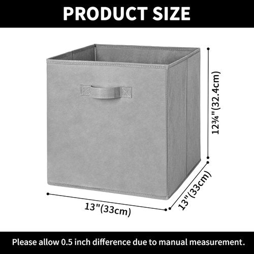 GRANNY SAYS Cube Storage Bins - 13x13 Fabric Organizer Baskets for Shelves | Gray, 6-Pack