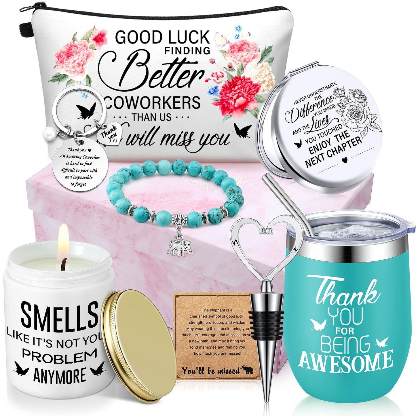 Perthlin Farewell Gifts Coworkers Going Away Gift for Women Lucky Goodbye Box for Coworker Lady Manager Employee(Thank You)