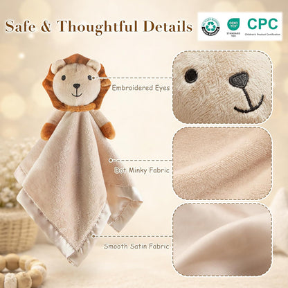 Pro Goleem Lion Security Blanket - Soft Unisex Lovey Snuggle Toy for Newborns | 16 Inch