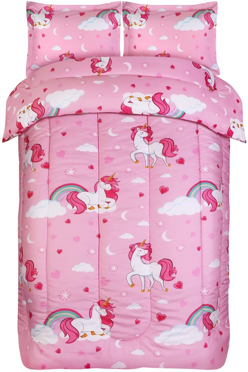 Utopia Bedding Unicorn Kids Comforter Set with 2 Pillow Shams, 3 Piece Soft Microfiber Twin Bed Comforter with Pillow Shams, Printed Kids Bedding for Boys and Girls, Lightweight, Breathable,Easy Care